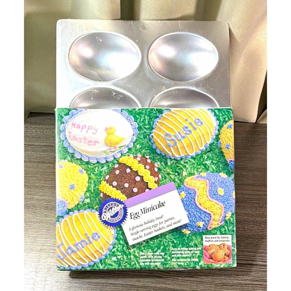 Wilton Egg Minicake Aluminum Cake Pan, 6 Egg-Shaped Molds, Easy Clean 2105-2118